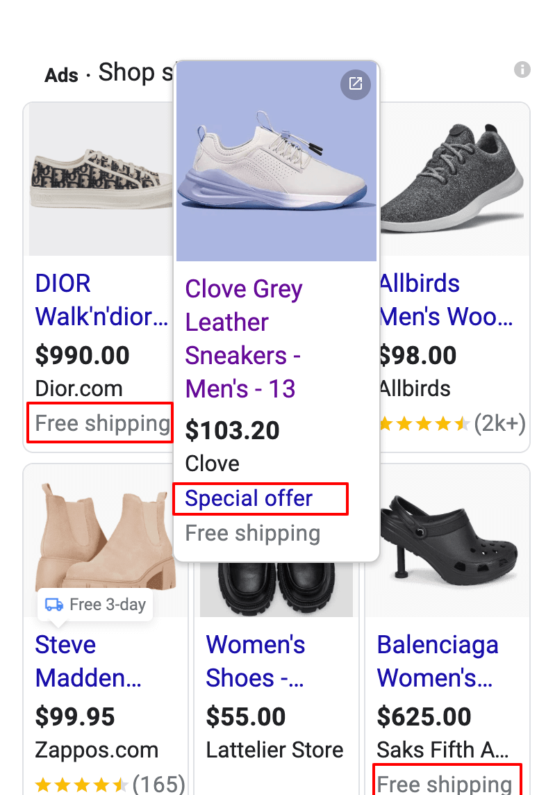 Google Annotations showing for the holiday season in your Google Shopping results