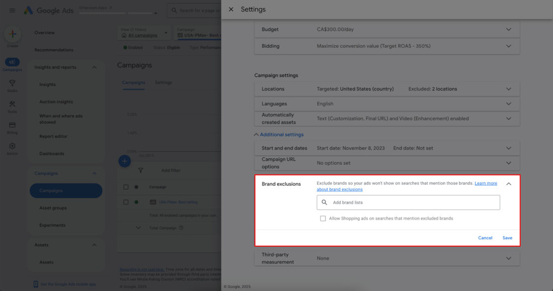 Brand Exclusions in Google PMax Campaigns